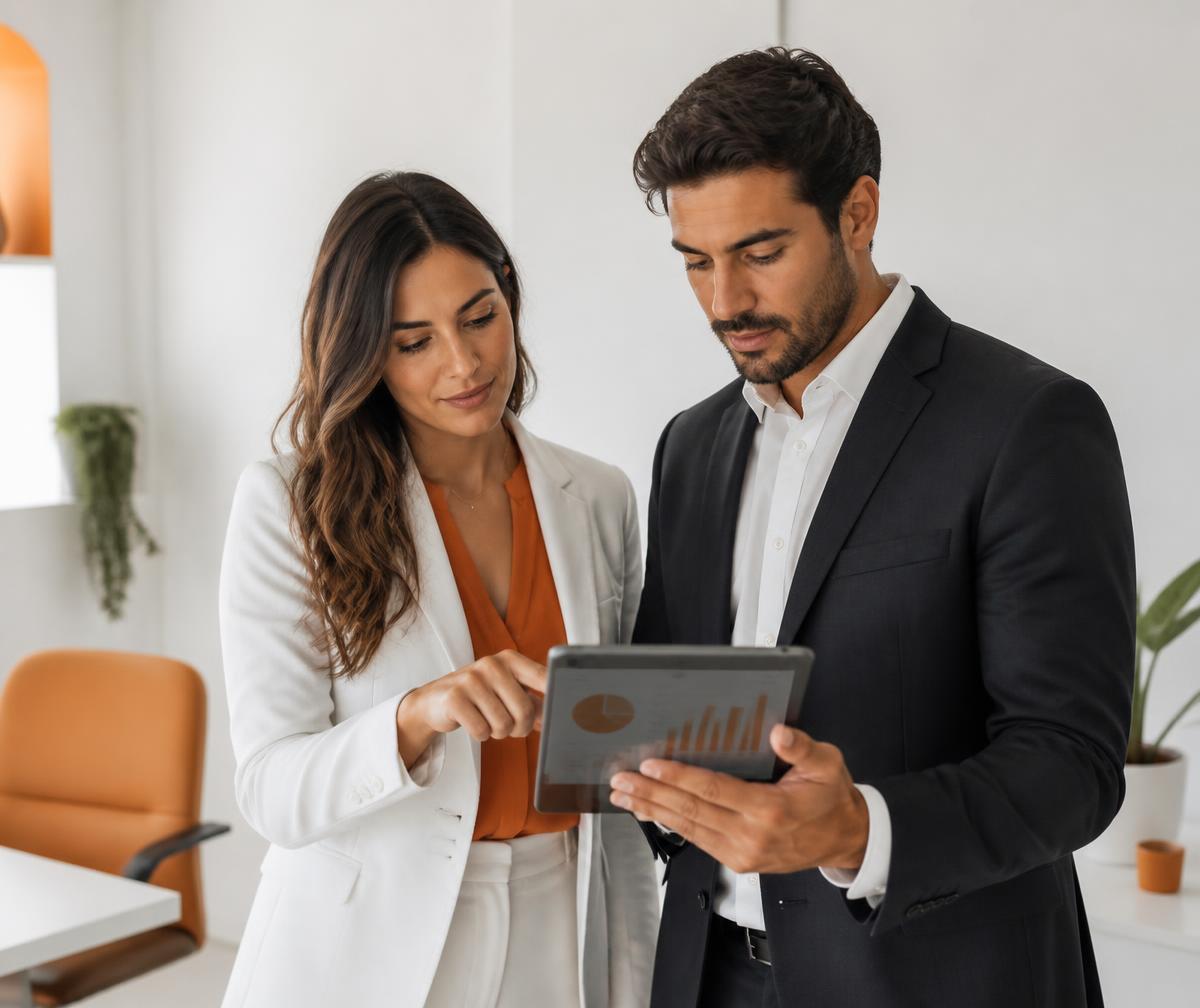Equipe de consultoria contábil analisando indicadores de uma empresa